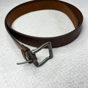 Mens Brown Leather Belt Silver Buckle Size‎ 50-52 Casual Dress